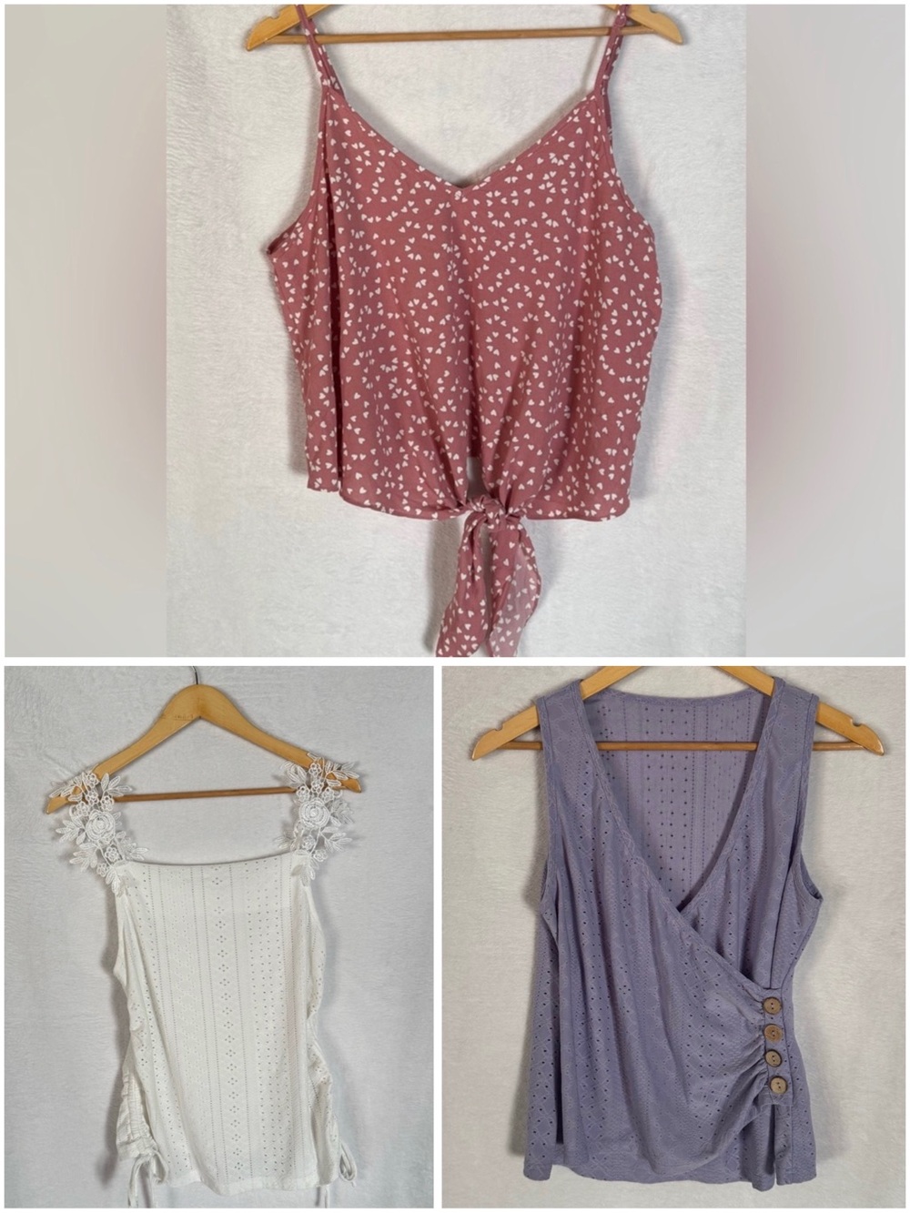 SHEIN Dusty Rose, White & Lavender Women’s Camisole Trio set size 0XL Curve
